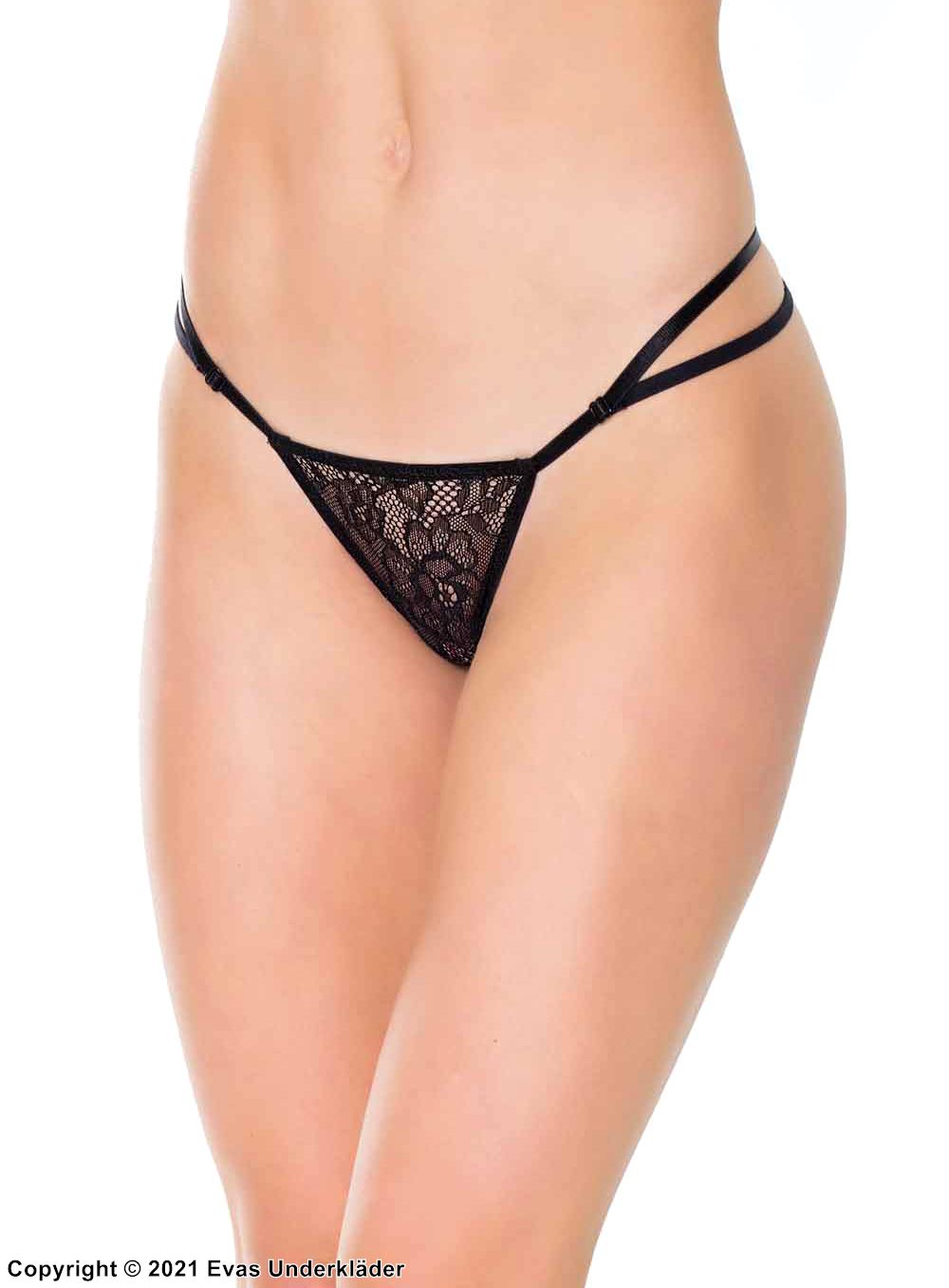 Minimal G-string, floral lace, double straps